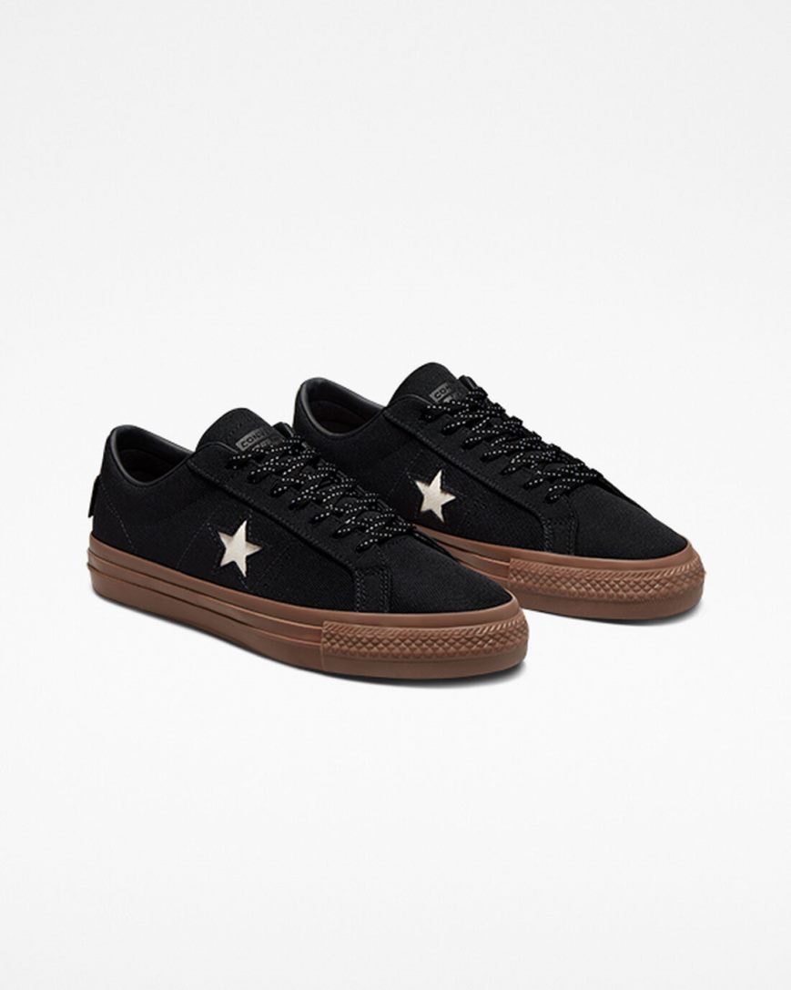 Zapatillas Skate Converse One Star Pro Cordura Canvas Mujer Negras Blancas | PE P7428E